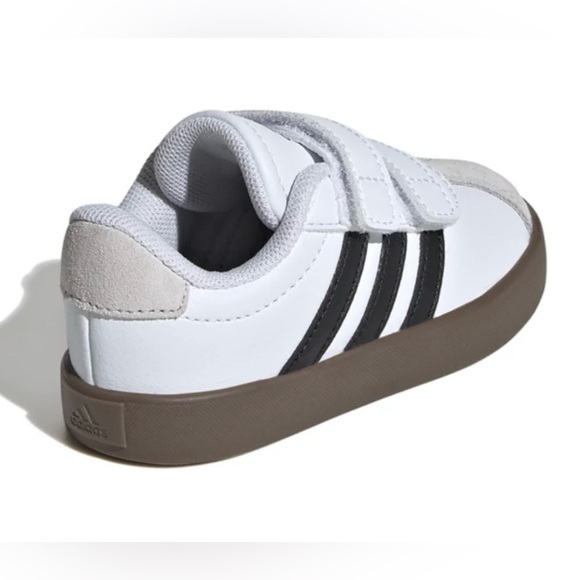 adidas White/Core Black/Gray One VL Court 3.0 Velcro Sneakers - Picture 10 of 16